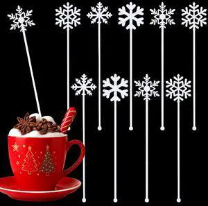 Potchen 30 Pcs Snowflake Coffee Stirrers Winter 6 Inch Christmas Cocktail Picks Snowflake Drink Swizzle Sticks Reusable Drink Stirrers Hot Cocoa Chocolate Stick Supplies for Cocktail Xmas Party Decor Potchen 30 Pcs Snowflake Coffee Stirrers Winter 6 Inch Christmas Cocktail Picks Snowflake Drink Swizzle Sticks Reusable Drink Stirrers Hot Cocoa Chocolate Stick Supplies for Cocktail Xmas Party Decor