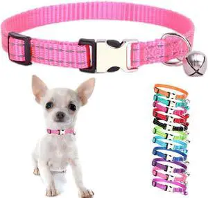 Pink Puppy Collar with Bell, Reflective Nylon XS Cat XXS Dog Collars XSmall | Soft Adjustable Buckle for XXS XSmall Extra Small Dogs Tiny Pets Cats Boy Girl Female Male Kitten Yorkie Teacup Chihuahua Pink Puppy Collar with Bell, Reflective Nylon XS Cat XXS Dog Collars XSmall | Soft Adjustable Buckle for XXS XSmall Extra Small Dogs Tiny Pets Cats Boy Girl Female Male Kitten Yorkie Teacup Chihuahua