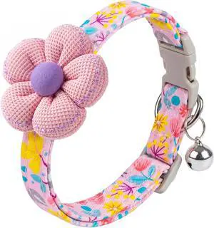Floral Dog Collar with Bell and Flower, Cute Dog Collar for Puppy Small Medium Large Dogs, Pink Girl Dog Collar for Female/Male Dog Birthday Wedding Photo Props Floral Dog Collar with Bell and Flower, Cute Dog Collar for Puppy Small Medium Large Dogs, Pink Girl Dog Collar for Female/Male Dog Birthday Wedding Photo Props