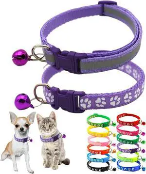 XS Dog Collar with Bell,2 PCS Reflective Small Puppy Cat Collar Bell Purple | Purple Puppy Collars with Bells Paw & Reflective Girl Female Boy Cat Small Dog Bell Collar for XS XSmall X-Small Pets XS Dog Collar with Bell,2 PCS Reflective Small Puppy Cat Collar Bell Purple | Purple Puppy Collars with Bells Paw & Reflective Girl Female Boy Cat Small Dog Bell Collar for XS XSmall X-Small Pets