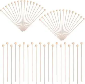 100PCS 6inch Wooden Rock Candy Sticks with Ball, Natural Wood Swizzle Sticks Wood Cake Pop Stick Drink Stirrer Stick for Hard Rock Candy Chocolate Dipping and Coffee 100PCS 6inch Wooden Rock Candy Sticks with Ball, Natural Wood Swizzle Sticks Wood Cake Pop Stick Drink Stirrer Stick for Hard Rock Candy Chocolate Dipping and Coffee