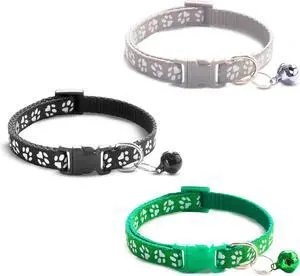 Vila Cat Collar with Bell, Reflective Adjustable Kitten Collar 7.512.5 Inches, Lightweight Nylon Collar for Cats & Small Pets, 3-Pack (Green, Gray, Black) Vila Cat Collar with Bell, Reflective Adjustable Kitten Collar 7.512.5 Inches, Lightweight Nylon Collar for Cats & Small Pets, 3-Pack (Green, Gray, Black)