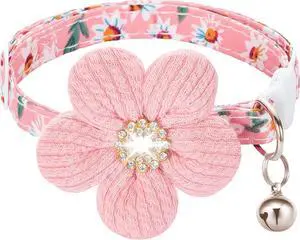 Cat Collar, HYQHYX Breakaway Kitten Collar with Flower,Rhinestone Kitty Collar with Bell, Floral Pet Collar with Safety Buckle for Cats and Puppy Dog Cat Collar, HYQHYX Breakaway Kitten Collar with Flower,Rhinestone Kitty Collar with Bell, Floral Pet Collar with Safety Buckle for Cats and Puppy Dog