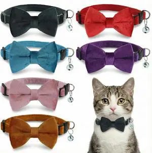 Leezmark 6 Pack Cat Collars with Bow Tie and Bell, Velvet Cat Collars with Bowtie, Adjustable 7-11 inch Cat Bow Tie Collar for Kitty Kitten Adult Cats, Pet Supplies Accessories Leezmark 6 Pack Cat Collars with Bow Tie and Bell, Velvet Cat Collars with Bowtie, Adjustable 7-11 inch Cat Bow Tie Collar for Kitty Kitten Adult Cats, Pet Supplies Accessories