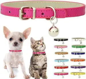 Hot Pink XXS Dog Collar with Bell, XS Kitten Puppy Cat Collars XX-Small | Soft Pu Leather Adjustable Buckle for XXS XS Extra Small Medium Tiny Female Girls Pets Puppy Kitten Teacup Yorkie Chihuahua Hot Pink XXS Dog Collar with Bell, XS Kitten Puppy Cat Collars XX-Small | Soft Pu Leather Adjustable Buckle for XXS XS Extra Small Medium Tiny Female Girls Pets Puppy Kitten Teacup Yorkie Chihuahua