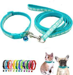 Puppy Dog Collar with Bell Leash Set, Cat Kitten Collars, Mint Green XXS,XS | Paw Print Reflective Dog Collar Leash Set with Bell, Basic Nylon Boy Girls Pet Collar Adjustable For XXS XS S Tiny Puppies Puppy Dog Collar with Bell Leash Set, Cat Kitten Collars, Mint Green XXS,XS | Paw Print Reflective Dog Collar Leash Set with Bell, Basic Nylon Boy Girls Pet Collar Adjustable For XXS XS S Tiny Puppies