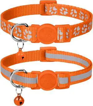 Taglory 2 Pack Reflective Breakaway Cat Collar with Bell, Orange | Adjustable 7.5-12.5 in, Lightweight Nylon, Safety Quick-Release Buckle, Boy Girl Kittens, Night Visibility Taglory 2 Pack Reflective Breakaway Cat Collar with Bell, Orange | Adjustable 7.5-12.5 in, Lightweight Nylon, Safety Quick-Release Buckle, Boy Girl Kittens, Night Visibility