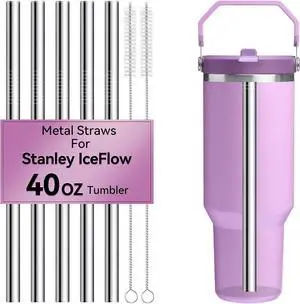 Stainless Steel Straws for Stanley IceFlow 40 oz Flip Straw Tumblers, Metal Replacement Straws for Ice Flow 40oz CupsOnly Fit 40oz Tumbler, Not Fit 40 oz Jug Stainless Steel Straws for Stanley IceFlow 40 oz Flip Straw Tumblers, Metal Replacement Straws for Ice Flow 40oz CupsOnly Fit 40oz Tumbler, Not Fit 40 oz Jug