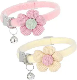 2Pcs Flower Cat Collar, Cat Collars for Girl Cats Pet Plush Flower Collars in Pink and Cream, Adjustable Safety Design for Small Dogs and Cats with Bell, Cute Puppy Accessories 2Pcs Flower Cat Collar, Cat Collars for Girl Cats Pet Plush Flower Collars in Pink and Cream, Adjustable Safety Design for Small Dogs and Cats with Bell, Cute Puppy Accessories