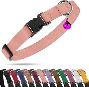 Breakaway Cat Collar with Bell - Leather Adjustable Kitten Collars with Safety Quick Release Buckle - Soft Small Pet Collars for Girl & Boy Cats (Rose) Breakaway Cat Collar with Bell - Leather Adjustable Kitten Collars with Safety Quick Release Buckle - Soft Small Pet Collars for Girl & Boy Cats (Rose)