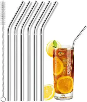 Besteek Home 6 Pcs Reusable Stainless Steel Metal Straws & Cleaning Brush | 10.23'' Bent Metal Straws for 30 oz & 24 & 20 oz Tumblers Cups Mugs Cold Beverage Dishwasher Safe Besteek Home 6 Pcs Reusable Stainless Steel Metal Straws & Cleaning Brush | 10.23'' Bent Metal Straws for 30 oz & 24 & 20 oz Tumblers Cups Mugs Cold Beverage Dishwasher Safe