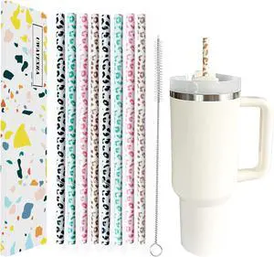 UWAYEXRA 40oz Replacement Straws 8 Pack | Tumbler Leopard Straws, Cheetah Iced Coffee 12 Inches Extra Long Drinking Reusable, WM-2307-3 UWAYEXRA 40oz Replacement Straws 8 Pack | Tumbler Leopard Straws, Cheetah Iced Coffee 12 Inches Extra Long Drinking Reusable, WM-2307-3