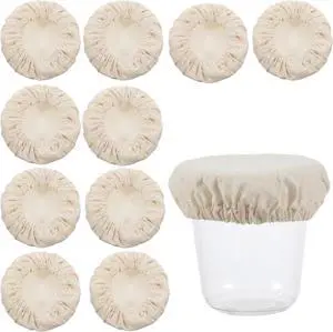 10 Pcs Sourdough Jar Cover Breathable Sourdough Starter Jar Cover Cloth | Reusable Cloth Covers for Sourdoughs Starter Jars Fabric Covers for 3-4 Inch for Jars White 10 Pcs Sourdough Jar Cover Breathable Sourdough Starter Jar Cover Cloth | Reusable Cloth Covers for Sourdoughs Starter Jars Fabric Covers for 3-4 Inch for Jars White