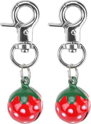 EXPAWLORER Cat Bell 2 Pack, Cat Collar Accessories Bells for Cats Dogs | Pet Bell Jingle Collar Charm Ornament Training Pendant Jewelry with Buckle, Loud Tracker for Saving Birds, Strawberry EXPAWLORER Cat Bell 2 Pack, Cat Collar Accessories Bells for Cats Dogs | Pet Bell Jingle Collar Charm Ornament Training Pendant Jewelry with Buckle, Loud Tracker for Saving Birds, Strawberry