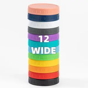 Bedgeta 12 Wide Mouth Mason Jar Lids with Silicone Ring,Thickened Leak-proof Lids Fit Ball,Kerr and More, Canning Lids, 86mm Plastic Mason Jar Lids Bedgeta 12 Wide Mouth Mason Jar Lids with Silicone Ring,Thickened Leak-proof Lids Fit Ball,Kerr and More, Canning Lids, 86mm Plastic Mason Jar Lids
