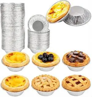 100Pcs Silver Mini Pie Tins, Round Tart Pie Foil Pan Disposable Foil Tart Pans, Aluminum Pans for Baking 100Pcs Silver Mini Pie Tins, Round Tart Pie Foil Pan Disposable Foil Tart Pans, Aluminum Pans for Baking