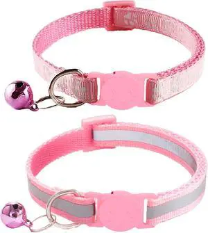 2 Pack Breakaway Cat Collars with Bells, Reflective Design and Claw Print Design, Safety Buckle, Adjustable 7.5-12.5 Inches for Kittens & Cats (Pink) 2 Pack Breakaway Cat Collars with Bells, Reflective Design and Claw Print Design, Safety Buckle, Adjustable 7.5-12.5 Inches for Kittens & Cats (Pink)