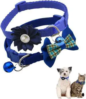 Blue Small Dog Collar with Bell 2-Pack Bow Tie Puppy Collar with Bells for Boys Flower Kitten Cat Collars for Tiny Little XXS XS XSmall Extra Small Breed Pets Dogs Male, X-Small Blue Small Dog Collar with Bell 2-Pack Bow Tie Puppy Collar with Bells for Boys Flower Kitten Cat Collars for Tiny Little XXS XS XSmall Extra Small Breed Pets Dogs Male, X-Small