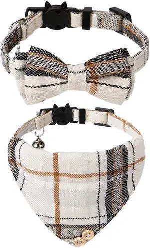 Faleela Breakaway Cat Collar with Bells - 2 Pack Cat Collar with Bells, Cat Collars with Bandana, Accessories for Pet Collars, Adjustable for Cats and Small Dogs Faleela Breakaway Cat Collar with Bells - 2 Pack Cat Collar with Bells, Cat Collars with Bandana, Accessories for Pet Collars, Adjustable for Cats and Small Dogs