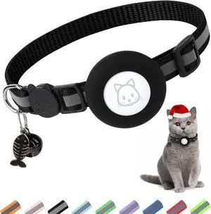 Airtag Cat Collar, Air tag Cat Collar with Bell and Safety Buckle in 3/8" Width, Reflective Collar with Waterproof Airtag Holder Compatible with Apple Airtag for Cat Dog Kitten Puppy (Black) Airtag Cat Collar, Air tag Cat Collar with Bell and Safety Buckle in 3/8" Width, Reflective Collar with Waterproof Airtag Holder Compatible with Apple Airtag for Cat Dog Kitten Puppy (Black)