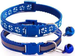 Cat Collar with Bell, 2-Pack Basic & Reflective XS Dog Cat Collar with Bells for XXS Xs Small Pet Dogs Boy Tiny Kitten Girls Animal,Neck 7-12 Inch (Dark Blue, Neck 7-12") Cat Collar with Bell, 2-Pack Basic & Reflective XS Dog Cat Collar with Bells for XXS Xs Small Pet Dogs Boy Tiny Kitten Girls Animal,Neck 7-12 Inch (Dark Blue, Neck 7-12")