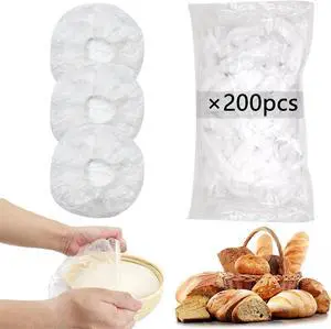 200pcs Reusable Shower Caps for Sourdough Bread Proofing, Plastic Covers With Elastic 200pcs Reusable Shower Caps for Sourdough Bread Proofing, Plastic Covers With Elastic