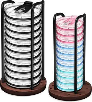 2PC Tumbler Lid Organizer, Detachable Yeti Lid Organizer Hold Up To 22 Lids | Suitable for Simple Modern Tumbler/Yeti Tumbler/Mason Jar LidsFit Perfectly, Stackable SteadyWalnut-Colored Base 2PC Tumbler Lid Organizer, Detachable Yeti Lid Organizer Hold Up To 22 Lids | Suitable for Simple Modern Tumbler/Yeti Tumbler/Mason Jar LidsFit Perfectly, Stackable SteadyWalnut-Colored Base