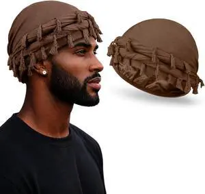 Adjustable Tassel Satin Lined Turban for Men, Soft Head Wrap Durag Alternative for Hair Protection & Everyday Wear Adjustable Tassel Satin Lined Turban for Men, Soft Head Wrap Durag Alternative for Hair Protection & Everyday Wear