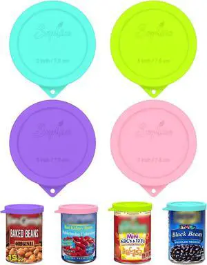 SOPHICO 4PCS 3-inch Silicone Can Lids, Reusable Food Saver for Canned Goods | for Goya | Van Camp's | Chef Boyardee | Bush's Best | Farmer's Market Can(Can NOT Included) (4 pack) SOPHICO 4PCS 3-inch Silicone Can Lids, Reusable Food Saver for Canned Goods | for Goya | Van Camp's | Chef Boyardee | Bush's Best | Farmer's Market Can(Can NOT Included) (4 pack)