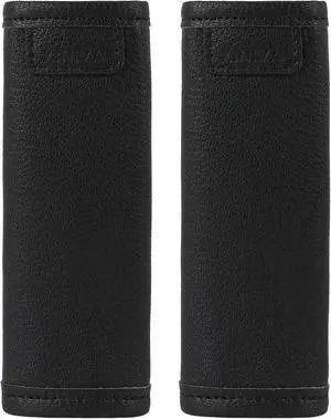 KINIVA 2 Pack Set Black Vegan Leather Luggage Handle Wraps, Luggage Identifiers Tags Markers for Suitcase, Travel Accessories KINIVA 2 Pack Set Black Vegan Leather Luggage Handle Wraps, Luggage Identifiers Tags Markers for Suitcase, Travel Accessories