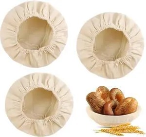 Koackl 3Pack Bread Proofing Liners 10" Cotton Banneton Sourdough Covers | Reusable Cotton Liners for 10" Round Banneton Baskets; Breathable, Machine Washable; Elastic Edge for Fit; Sourdough Baking Koackl 3Pack Bread Proofing Liners 10" Cotton Banneton Sourdough Covers | Reusable Cotton Liners for 10" Round Banneton Baskets; Breathable, Machine Washable; Elastic Edge for Fit; Sourdough Baking
