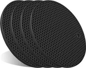 4 Pcs Trivets for Hot Dishes, Hot Pads for Kitchen, Silicone Pot Holders, Extra Thick, Non Slip, Multipurpose Kitchen Accessories (Black) 4 Pcs Trivets for Hot Dishes, Hot Pads for Kitchen, Silicone Pot Holders, Extra Thick, Non Slip, Multipurpose Kitchen Accessories (Black)