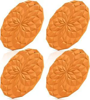 ME.FAN Silicone Trivet Mats - 4 Pack Pot Holders - 7.4'' Thickened Hot Pads for Hot pots, Pans and Dishes, Heat Resistant Silicone Trivet for Table and Counter Top Orange ME.FAN Silicone Trivet Mats - 4 Pack Pot Holders - 7.4'' Thickened Hot Pads for Hot pots, Pans and Dishes, Heat Resistant Silicone Trivet for Table and Counter Top Orange