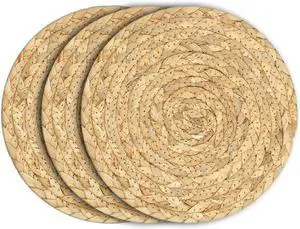 Boho Trivets for Hot Dishes, Pots and Pans, Farmhouse Water Hyacinth Hot Pads 8 Inch, Straw Pot Holders for Kitchen, Rustic Braided Heat Resistant Mat, Jute Coasters Set Wicker Decor (Natural 3 Pcs) Boho Trivets for Hot Dishes, Pots and Pans, Farmhouse Water Hyacinth Hot Pads 8 Inch, Straw Pot Holders for Kitchen, Rustic Braided Heat Resistant Mat, Jute Coasters Set Wicker Decor (Natural 3 Pcs)