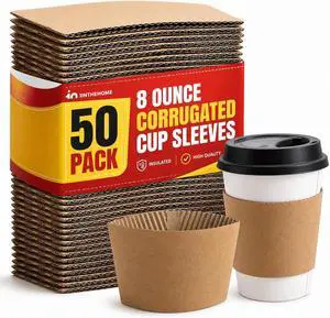 Coffee Cup Sleeves 8 oz, Disposable Insulated Kraft Paper (50-Pack) Coffee Cup Sleeves 8 oz, Disposable Insulated Kraft Paper (50-Pack)
