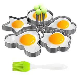 Egg Pancake Rings,5pcs Fried Egg Molds in Star, Round, Heart Different Shaped,Stainless Steel Omelette Frying Cooking Tools Kitchen Accessories Gadget Rings,with a Silicone Pastry Brush,Set of 5 Egg Pancake Rings,5pcs Fried Egg Molds in Star, Round, Heart Different Shaped,Stainless Steel Omelette Frying Cooking Tools Kitchen Accessories Gadget Rings,with a Silicone Pastry Brush,Set of 5