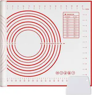 Qidoe Silicone Baking Mat, 16" x 24", Extra Thick Non-Stick, Food-Grade, Non-Slip, Red Qidoe Silicone Baking Mat, 16" x 24", Extra Thick Non-Stick, Food-Grade, Non-Slip, Red