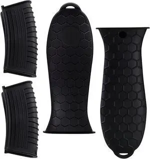 4 Pack Cast Iron Handle Cover, Heat Resistant Silicone Pot Handle Covers Sleeve, Non-Slip Pot Holders for Cast Iron Skillets, Metal Pans & Cookware (Black) 4 Pack Cast Iron Handle Cover, Heat Resistant Silicone Pot Handle Covers Sleeve, Non-Slip Pot Holders for Cast Iron Skillets, Metal Pans & Cookware (Black)