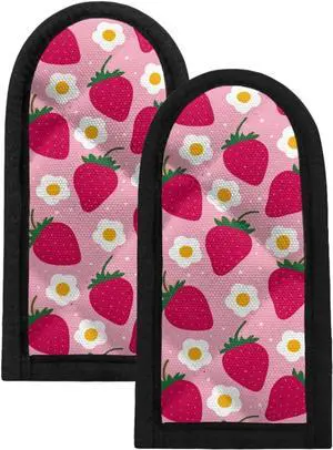 Coldinair Set of 2 Strawberry Floral Print Hot Handle Holder,Pot Handle Sleeve Heat Resistant,Potholder for Cast Iron Skillets Coldinair Set of 2 Strawberry Floral Print Hot Handle Holder,Pot Handle Sleeve Heat Resistant,Potholder for Cast Iron Skillets