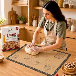 Silicone Baking Mat with 10 Quick Recipes, Extra Thick Silicone Mats for Baking, Non Stick Pastry Mat,Reusable kneading Dough Rolling Mat for Cookie, Macaron, Bread, Pizza-Tutorial Video Included Silicone Baking Mat with 10 Quick Recipes, Extra Thick Silicone Mats for Baking, Non Stick Pastry Mat,Reusable kneading Dough Rolling Mat for Cookie, Macaron, Bread, Pizza-Tutorial Video Included