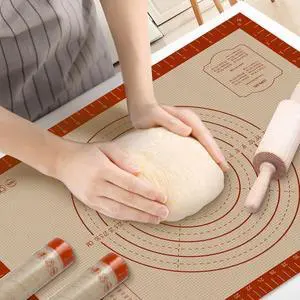 Silicone Pastry Mat, 16" x 24" Silicone Baking Mat | Reusable Non-Stick Extra Large Dough Mat with Measurement for Pie Crust, Pizza and Cookies, Counter Rolling Dough Silicone Pastry Mat, 16" x 24" Silicone Baking Mat | Reusable Non-Stick Extra Large Dough Mat with Measurement for Pie Crust, Pizza and Cookies, Counter Rolling Dough
