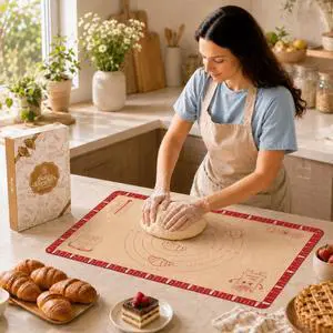 Extra Thick Silicone Baking Mat with Recipes - 26x16 inch Non Stick Pastry Mat with Measurements for Sourdough, Macarons, Bread, Pizza, Dough Rolling, Kneading, Heat Resistant to 480°F Gift for Baker Extra Thick Silicone Baking Mat with Recipes - 26x16 inch Non Stick Pastry Mat with Measurements for Sourdough, Macarons, Bread, Pizza, Dough Rolling, Kneading, Heat Resistant to 480°F Gift for Baker
