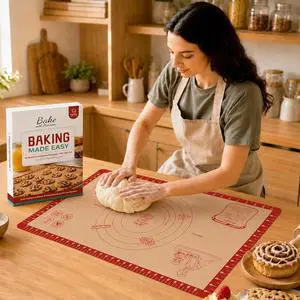 Silicone Baking Mat with 10 Recipes, Extra Thick Silicone Mats for Baking, Non Stick Pastry Mat for Rolling Dough, Silicone Macaron Baking Mat for Cookie,Bread,Pizza,Fondant Mat, Oven&Dishwasher Safe Silicone Baking Mat with 10 Recipes, Extra Thick Silicone Mats for Baking, Non Stick Pastry Mat for Rolling Dough, Silicone Macaron Baking Mat for Cookie,Bread,Pizza,Fondant Mat, Oven&Dishwasher Safe