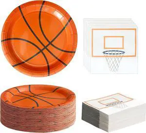 Winoo Design 48PCS Basketball Plates and Napkins Party Supplies - 24 PK - 9 Inch Basketball Paper Plates 6.5 Inch Paper Napkins Basketball Birthday Party Decorations Decor Winoo Design 48PCS Basketball Plates and Napkins Party Supplies - 24 PK - 9 Inch Basketball Paper Plates 6.5 Inch Paper Napkins Basketball Birthday Party Decorations Decor