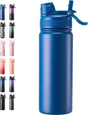 Fijinhom 18 oz Insulated Water Bottle, 2-in-1 Straw and Spout Lid Stainless Steel Thermos, Leak-Proof, Double Wall Vacuum Flask, Keep Cold 24H for Outdoor, Sports, Travel, School (Deep Blue) Fijinhom 18 oz Insulated Water Bottle, 2-in-1 Straw and Spout Lid Stainless Steel Thermos, Leak-Proof, Double Wall Vacuum Flask, Keep Cold 24H for Outdoor, Sports, Travel, School (Deep Blue)