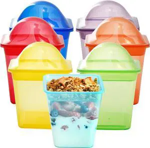 Youngever 7 Sets Plastic Parfait Cups, Reusable Dessert Cups with Lids and Inserts, Medium 8 Ounce, Spill and Leak Proof Youngever 7 Sets Plastic Parfait Cups, Reusable Dessert Cups with Lids and Inserts, Medium 8 Ounce, Spill and Leak Proof