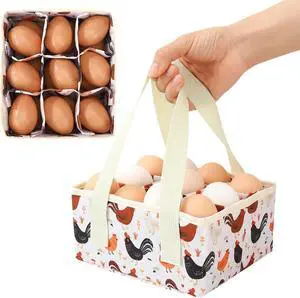Removable Egg Collecting Basket, Foldable Canvas Egg Holder | Egg Basket for Gathering Fresh Eggs with 9 Pouches, Collector Egg for Chicken, Duck, Goose, Collection (Cartoon Chicken) Removable Egg Collecting Basket, Foldable Canvas Egg Holder | Egg Basket for Gathering Fresh Eggs with 9 Pouches, Collector Egg for Chicken, Duck, Goose, Collection (Cartoon Chicken)