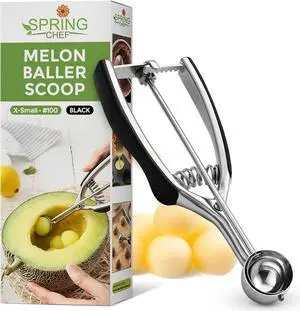 Spring Chef Extra Small Stainless Steel Melon Baller Scoop, #100, Black | Mini Cookie Scoop for Baking with Trigger Release, Watermelon Scooper, 0.6 Tablespoon (Tbsp), Fruit Scooper and Baller Spring Chef Extra Small Stainless Steel Melon Baller Scoop, #100, Black | Mini Cookie Scoop for Baking with Trigger Release, Watermelon Scooper, 0.6 Tablespoon (Tbsp), Fruit Scooper and Baller