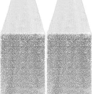 2 Packs 12 x 72 inches Sequin Table Runner, Silver Glitter Table Runner for Birthday Party Supplies Wedding Engagement Baby Shower Holiday Celebration Event Decorations 2 Packs 12 x 72 inches Sequin Table Runner, Silver Glitter Table Runner for Birthday Party Supplies Wedding Engagement Baby Shower Holiday Celebration Event Decorations