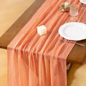 Socomi Cheesecloth Table Runner Fall Boho Wedding Shower Party Home Decor | Peach Coral Rustic Gauze 10FT 120in Cheese Cloth Sheer Farmhouse Dining Runner for Baby Shower Birthday Holiday Decorations Socomi Cheesecloth Table Runner Fall Boho Wedding Shower Party Home Decor | Peach Coral Rustic Gauze 10FT 120in Cheese Cloth Sheer Farmhouse Dining Runner for Baby Shower Birthday Holiday Decorations